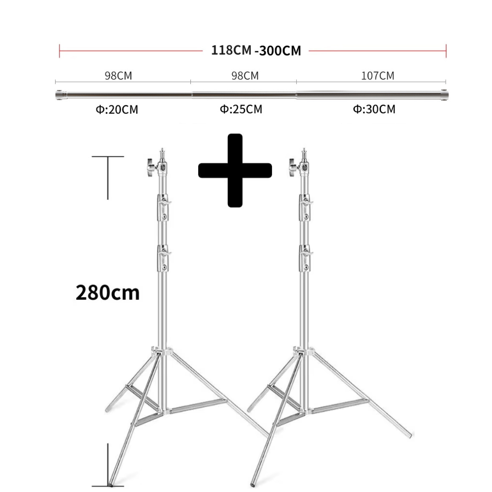 Backdrop Stand Kit - 2.8x2/3M Universal Telescopic Crossbar Photo Background