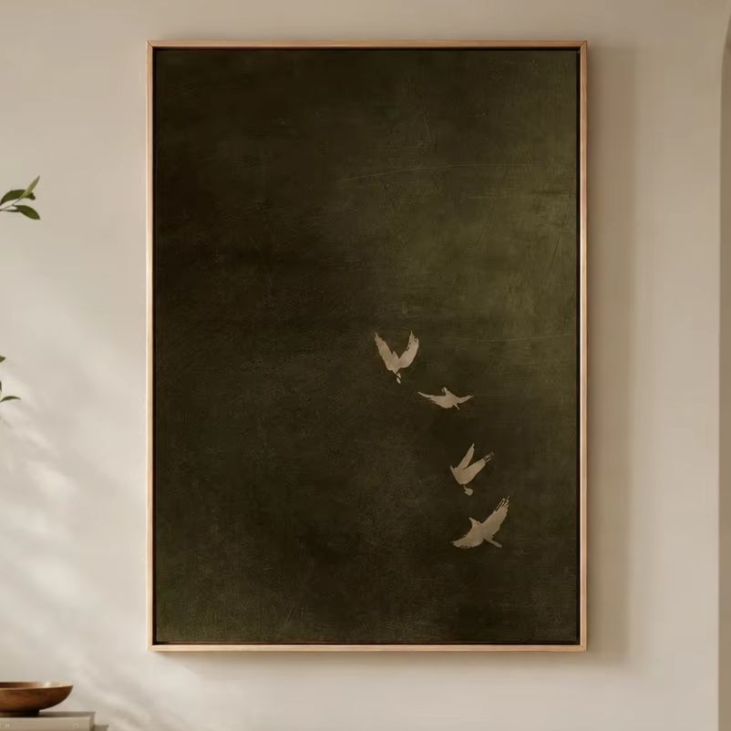 Olive Green Bird Canvas Art, D - Photography Pose review and price