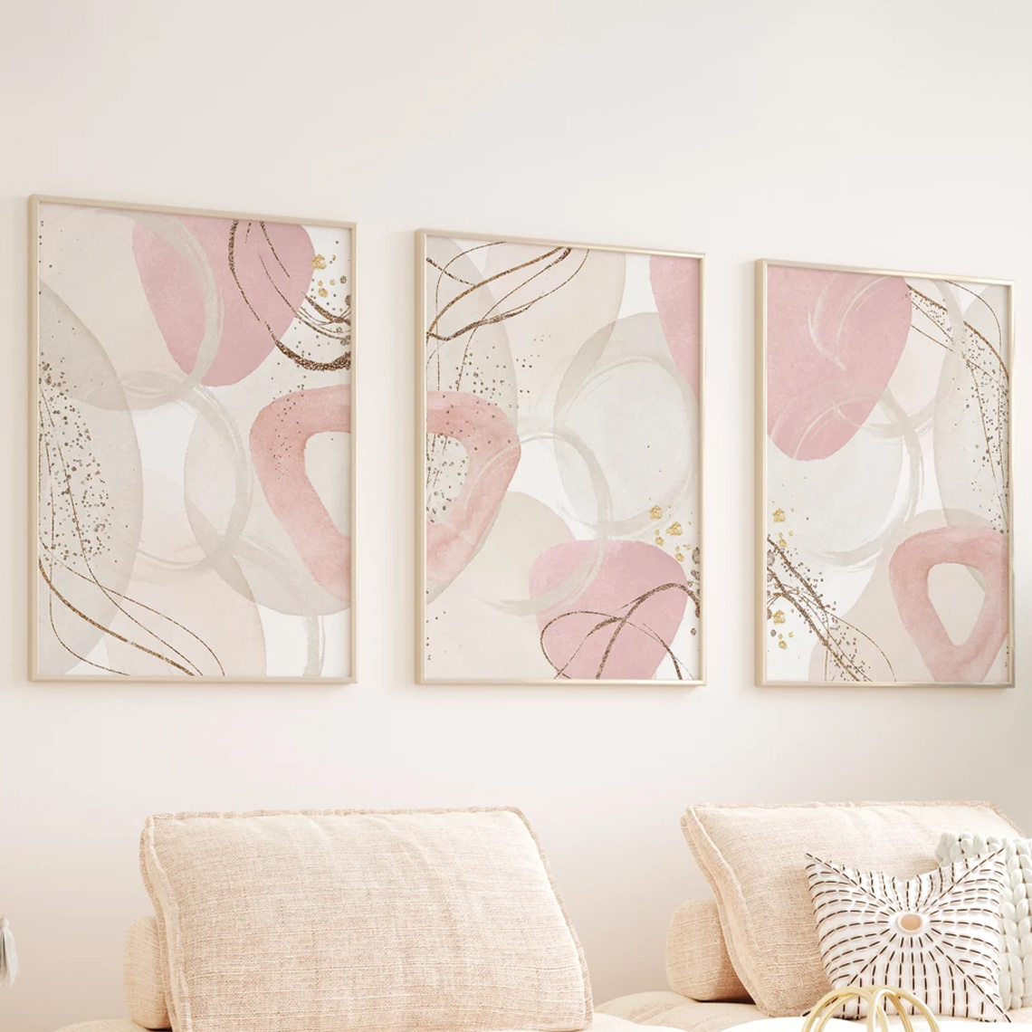 3pcs Set Wall Art Pink Canvas  - Photography Pose review and price